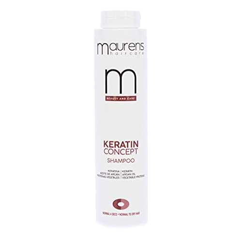 Maurens, Champú Reparador Keratin Concept, con Keratina, Aceite de Argán y proteínas Vegetales. Cabello saludable y con un brillo natural. Cabellos normales a secos. 400 ml