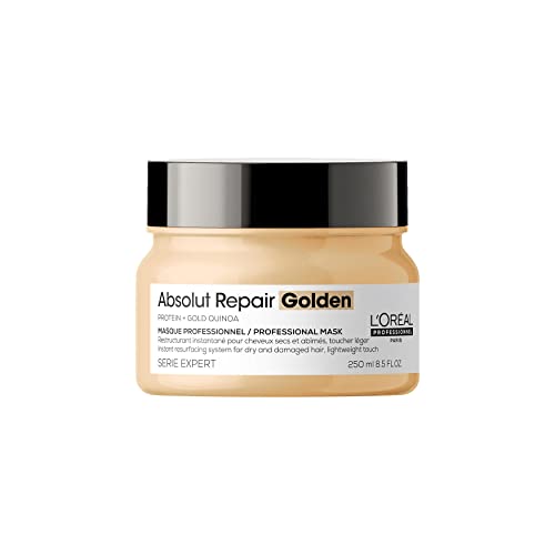 L’Oréal Professionnel | Mascarilla Dorada Tratamiento reconstructor para pelo seco y dañado, Absolut Repair, SERIE EXPERT, 250ml