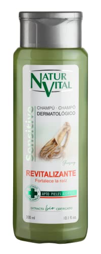 NaturVital Champú Sensitive Revitalizante con Ginseng | Para Pieles Sensibles y atópicas | Sin Parabenos - 300 ml