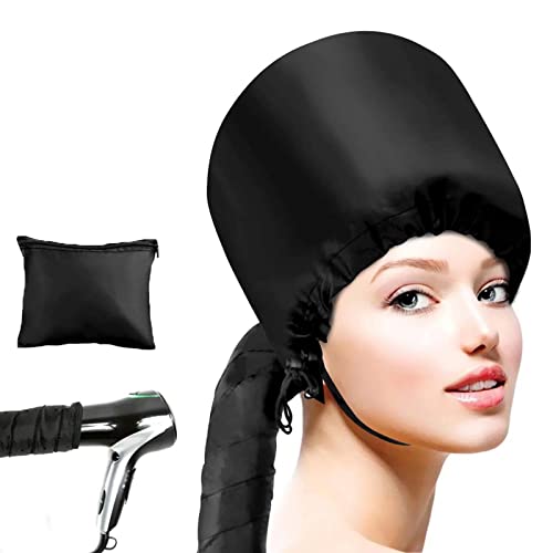 SZHS Gorro de secador de pelo estilo casco, gorro de secador de pelo universal con tapa elástica ajustable, adecuado para peinados para mujeres y niñas (negro)