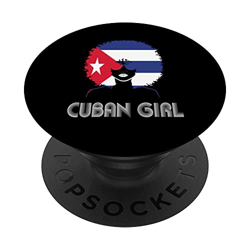 Cuba Chica Cubana Melanina Negro Afro Cabello Natural Mujer PopSockets PopGrip Intercambiable