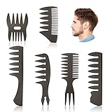 URAQT Peine Hombre, 6pcs Conjunto de Peine Puas Anchas de Estilismo Retro, Peines de Peluqueria Profesional Multifuncionales, Peine de Estilo Profesional para Hombres Chico Caballero Salón