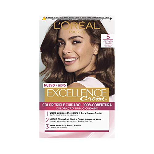 ['L'Oréal Coloración Excellence Crème Triple Protección 5 Castaño Claro - 200 gr, 1']