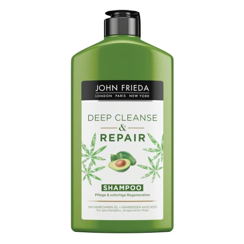 John Frieda Repair & Detox Champú – con aceite de aguacate y té verde – para cabello strapaziertes, 250 ml