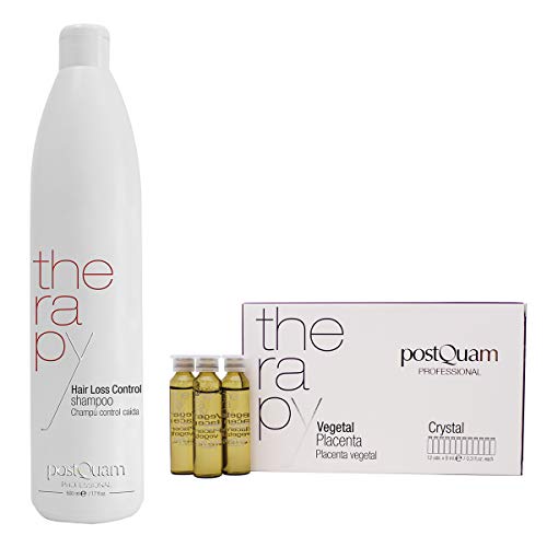 Postquam - Therapy | Pack Tratamiento Capilar Anticaida con Ampollas de Placenta Vegetal + Champu Anticaida para Combatir la Caída del Cabello