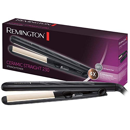 Remington Plancha de Pelo Ceramic Slim, Placas Flotantes, Cerámica Anti-estática, Turmalina, Capa Protectora Teflón, Protección y Brillo, Temperatura 230°C, Calentamiento 15s, S3500, Negro Talla...