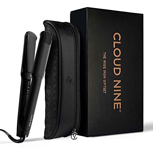 CLOUD NINE The Wide Iron Plancha Pelo Ancha con Placas Flotantes y Regulador de Temperatura - Alisador de Pelo en Set de Regalo con Funda Térmica Incluida