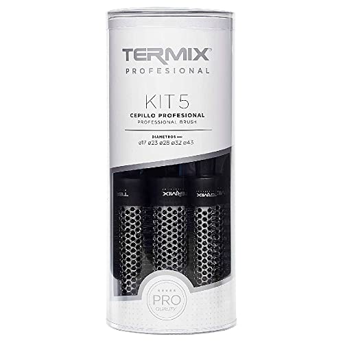 Termix profesional -Pack de 5 cepillos de pelo térmico redondo con tubo de aluminio que prmite reducir el tiempo de secado. El Pack incluye los diámetros Ø17, Ø23, Ø28, Ø32 y Ø43.