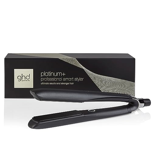 ghd platinum+ negra - Plancha de pelo profesional inteligente, menos rotura del cabello, más brillo y protección del color, tecnología Ultra-zone, temperatura óptima de peinado 185ºC homogénea