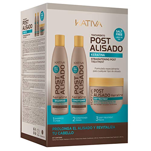 Kativa Kit Champú, Acondicionador y Mascarilla Post Tratamiento, 750ml