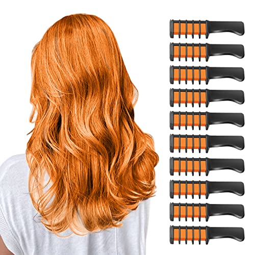 10 colores Hair Chalk Peines de Tiza de Colores para el Pelo Temporal Cabello Tiza No Tóxico Lavables para el Fiesta Navidad Cumpleaños y Cosplay Niñas y Niños Regalos(Naranja)