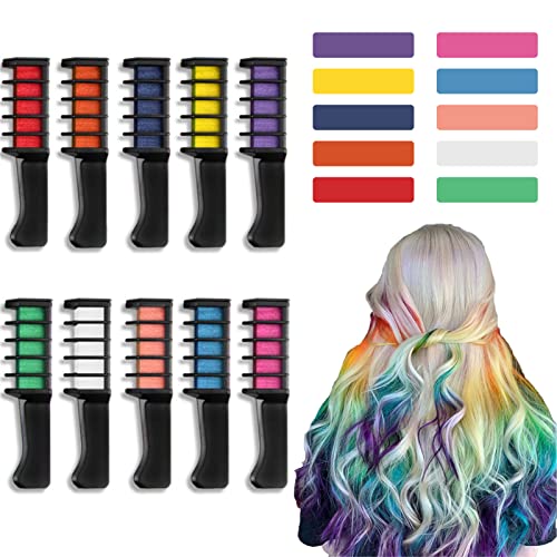 Peine De Tiza Para El Cabello De 10 Colores, Peine Temporal Para TeñIr El Cabello, Peine Desechable Lavable Para TeñIr El Cabello Para NiñOs/NiñAs Cosplay, Fiesta, Navidad, Regalos De CumpleañOs