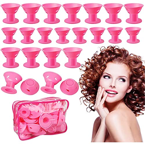 40 Unids Pelo Silicona Rodillo de Rosa Soft Rulos para el Pelo de Silicona Sin calor clip Cuidado Herramientas bricolaje gratuitas para el cabello largo (20 grandes y 20 pequeños)