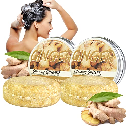 Barra de Champú de Jengibre, Barra De Champú Para El Crecimiento Del Cabello De Jengibre, Ginger Hair Regrowth Shampoo Bar, Promueve el Crecimiento del Cabello, 2 Piezas