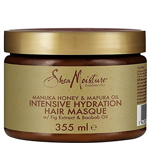 Shea Moisture Mascarilla para el cabello de hidratación intensiva con miel de Manuka y aceite de Mafura, extracto de higo y aceite de baobab, 355 ml