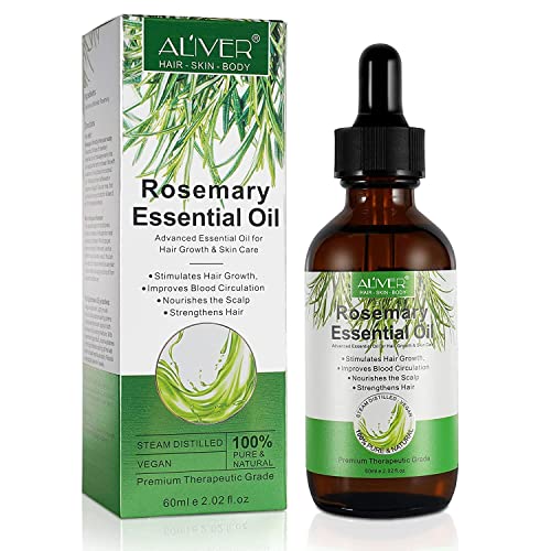 Aceite de romero para el crecimiento del cabello y el cuidado de la piel, aceite esencial de romero puro, nutre el cuero cabelludo, fortalece el cabello, estimula el crecimiento del cabello,60ml